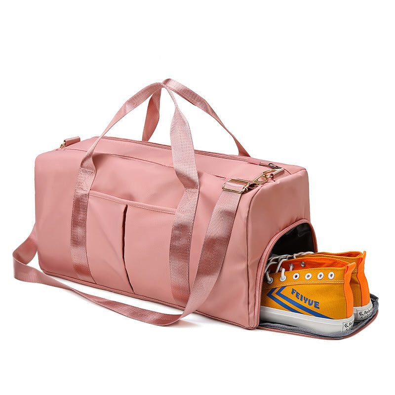 Red Large Capacity Travel Duffel Bag – Wet & Dry Separation, Shoe Compartment, and Luggage Sleeve for Gym, Yoga, and Short Trips