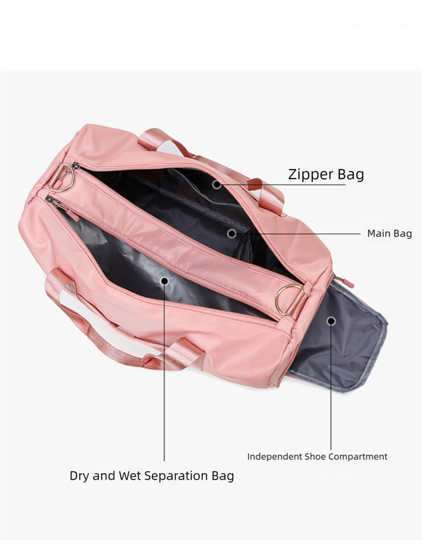 Black Large Capacity Travel Duffel Bag – Wet & Dry Separation, Shoe Compartment, and Luggage Sleeve for Gym, Yoga, and Short Trips