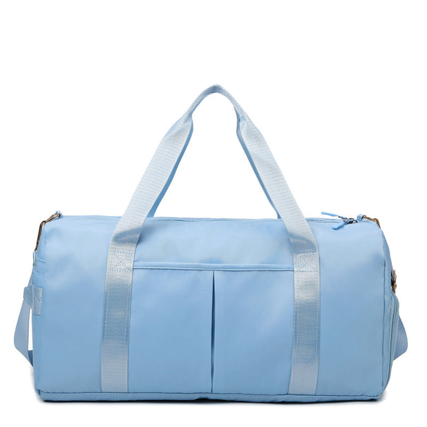 Blue Large Capacity Travel Duffel Bag – Wet & Dry Separation, Shoe Compartment, and Luggage Sleeve for Gym, Yoga, and Short Trips