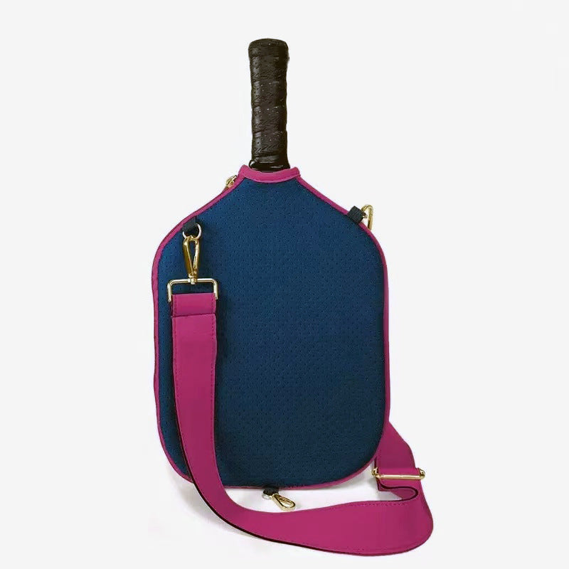 Dark Blue Neoprene Pickleball Paddle Cover – Waterproof Side Pocket Design, Shoulder Bag Style