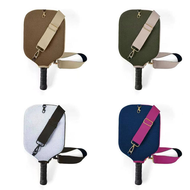 Green Neoprene Pickleball Paddle Cover – Waterproof Side Pocket Design, Shoulder Bag Style