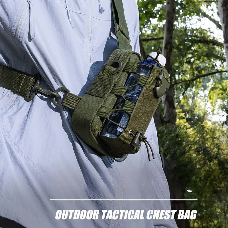 Camouflage Outdoor Tactical Water Bottle Chest Bag - High-Capacity Phone Pouch with Expansion System for Cycling Camping and Fishing