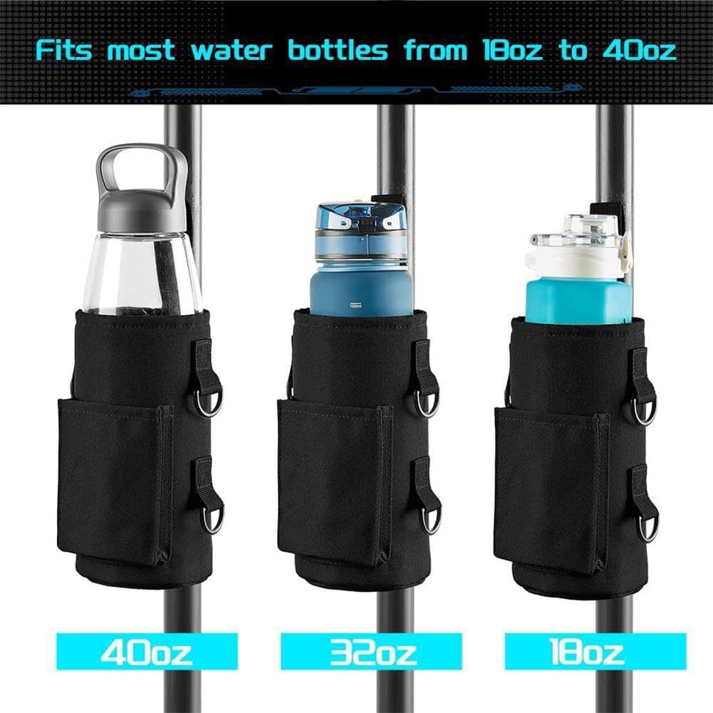 Green Magnetic Gym Water Bottle Pouch & Towel Clip with 6 High-Strength Magnets and Adjustable Strap - Fits 18oz to 40oz