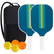 Blue Stripe Professional Fiberglass Pickleball Paddle Set with Carry Bag & 2 Paddles & 4 Balls