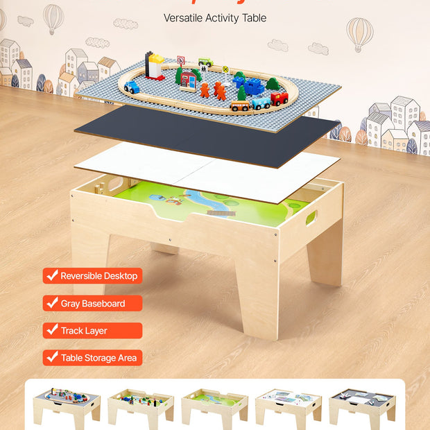 VEVOR Multi-Purpose Activity Play Table 290 Building Bricks & 30 PCS Accessories