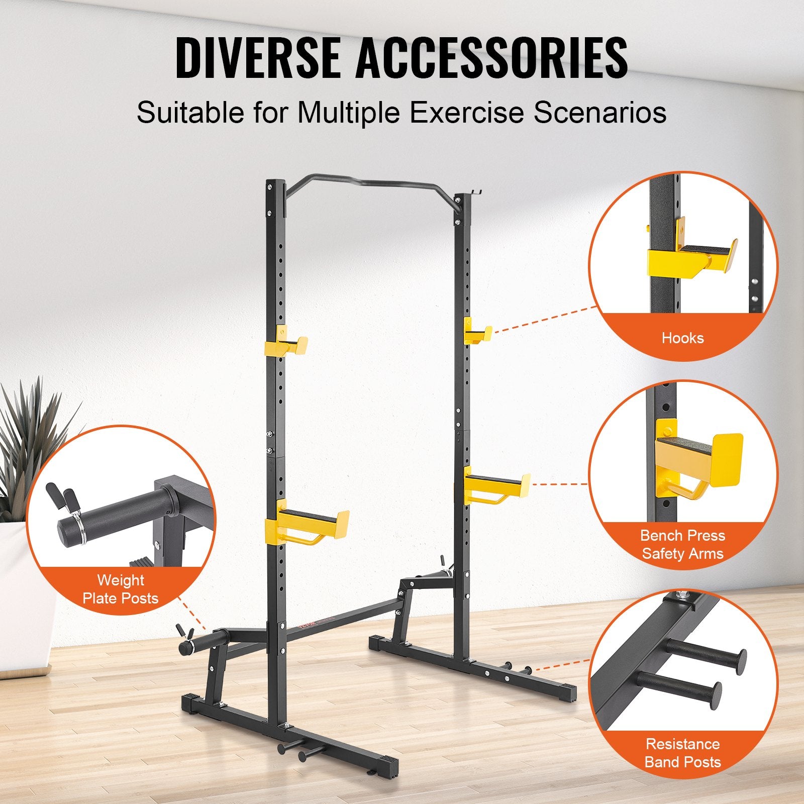VEVOR Squat Stand Power Rack Adjustable Heavy Duty Barbell Weight Stand Home Gym