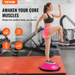 VEVOR Half Exercise Ball Trainer, 26 inch Balance Ball Trainer, 1500lbs Capacity Stability Ball, Yoga Ball with Resistance Bands & Foot Pump, Strength Fitness Ball for Home Gym Full Body Workout, Pink