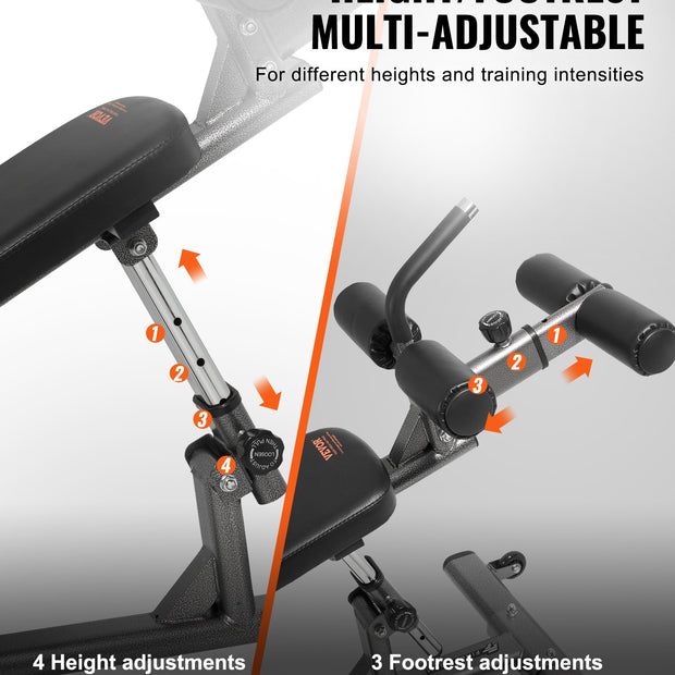 VEVOR Sit Up Bench, Decline Ab Bench with Reverse Crunch Handle, with 4 Adjustable Height Settings, Heavy Duty Steel, 454 kg Capacity, for Home Gym Workouts, Strength Training, Full Body Muscles