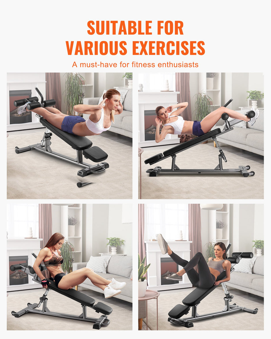 VEVOR Sit Up Bench, Decline Ab Bench with Reverse Crunch Handle, with 4 Adjustable Height Settings, Heavy Duty Steel, 454 kg Capacity, for Home Gym Workouts, Strength Training, Full Body Muscles