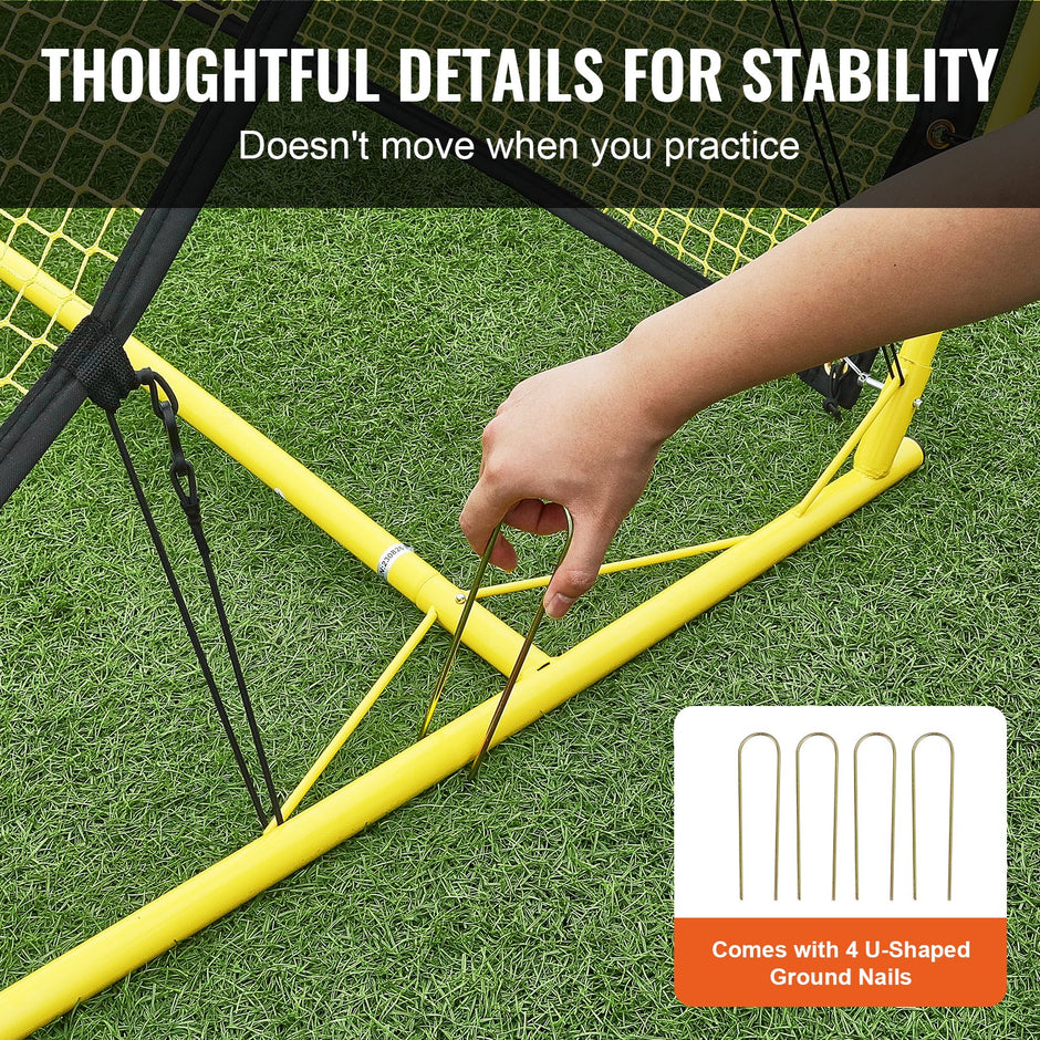 VEVOR Soccer Trainer, 2-IN-1 Portable Soccer Rebounder Net, Iron Soccer Practice Equipment, Sports Football Rebounder Wall with Portable Bag, Perfect for Team Solo Training, Passing, Volley