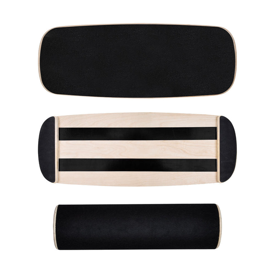 Wooden Balance Board Non-Slip Roller Board Home Fitness Balance Trainer Improves Core Stability for Snowboard Skateboard Surf Yoga Training Max Load 200kg